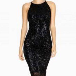 Little Mistress London Black Sequin Sheath Dress Size 8 NEW WITH TAGS